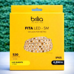 Fita Flex Led 4,8W/M 12V 2.700K 530Lm Irc&Gt;80 Ip65 5M Brilia