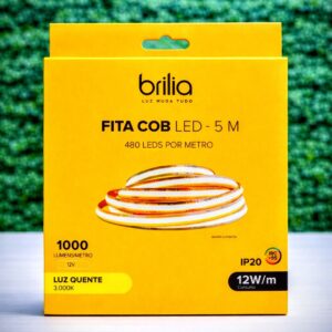 Fita Flex Led Cob 12W/M 12V 3.000K 1000Lm Irc&Gt;95 Ip20 5M Brilia