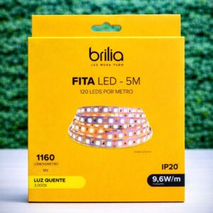 Fita Flex Led 9,6W/M 12V 1160Lm Irc&Gt;90 Ip20 5M Brilia
