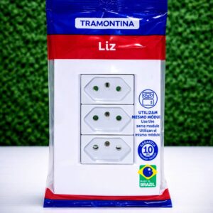Conjunto Tomada Tripla 2P+T 10A/250V Liz Branca Tramontina